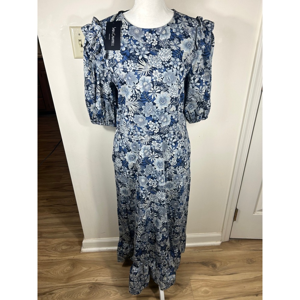 Sara Campbell Lucielle Dress‎ Sz M Blue Floral Japan Maxi Limited Edition of 90
